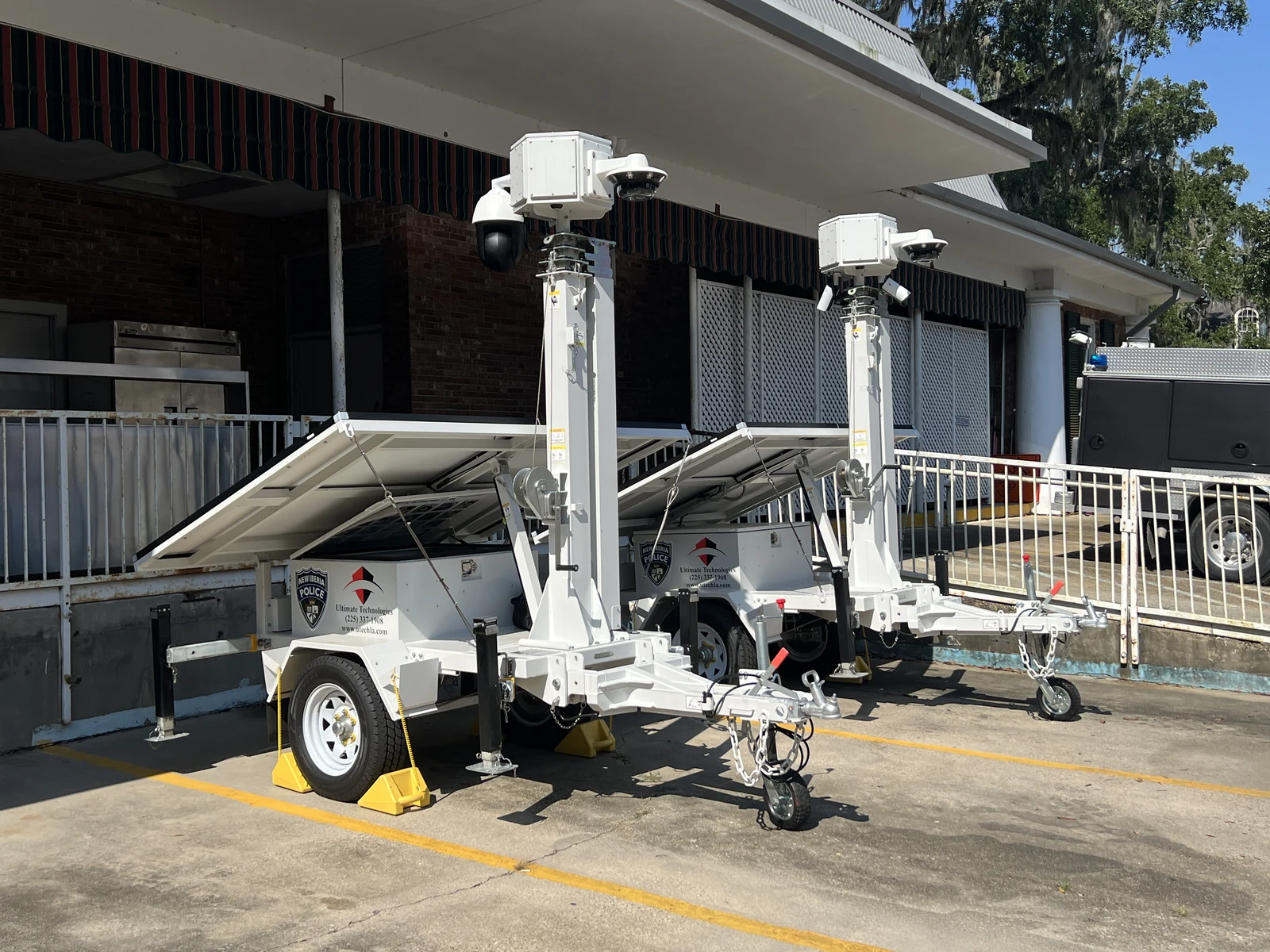 Two mobile analytic security trailers ready for deployment